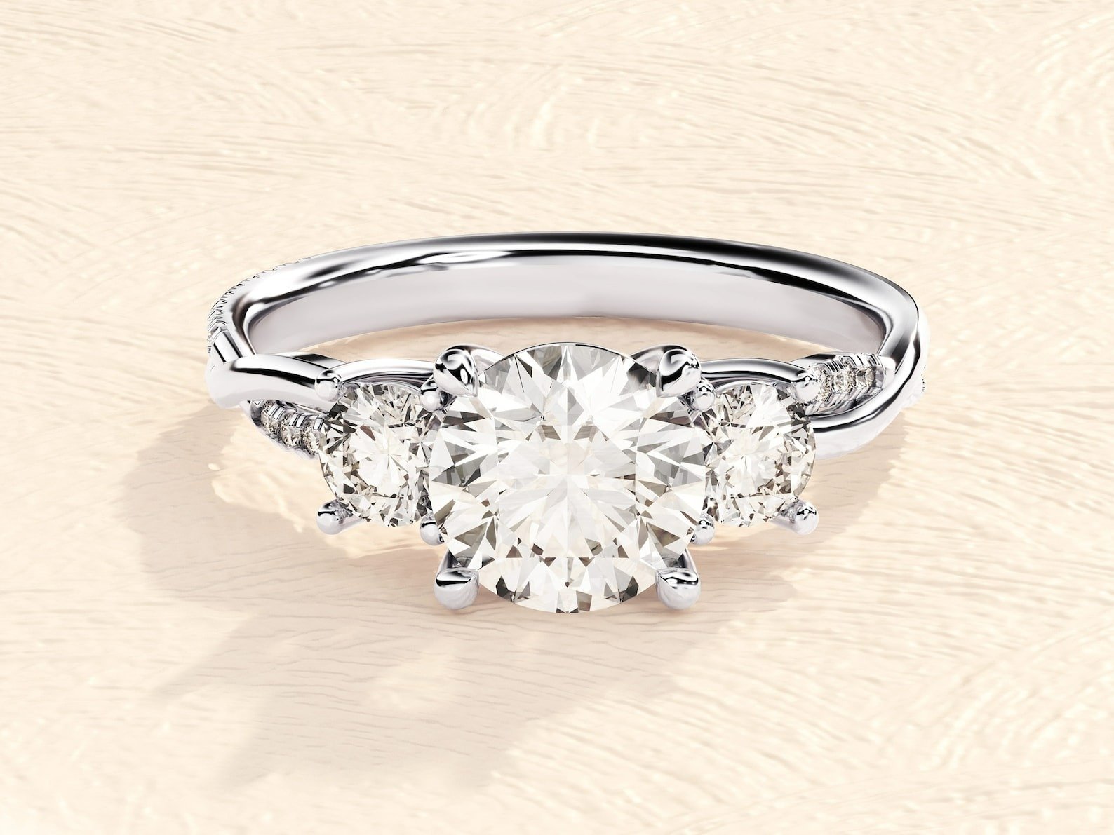 Three stone diamond ring in hallmarked 925 sterling silver