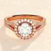 Halo engagement ring with a 3ct stone and slim band