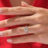 Sterling silver ring with halo setting and gold plating