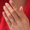 Engagement ring featuring a classic halo design