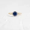 925 Sterling Silver Round Cut Blue Sapphire Ring