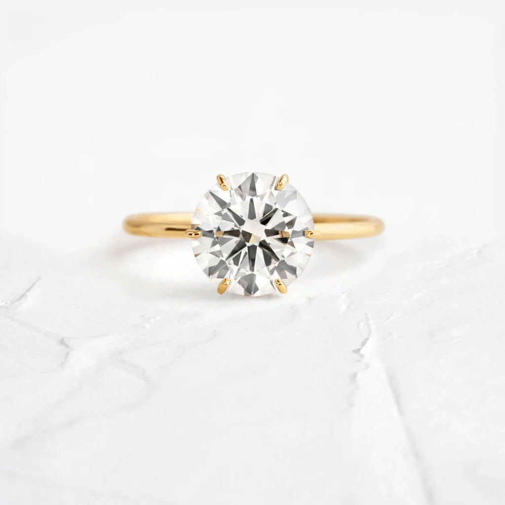 925 Sterling Silver Round Cut Diamond Engagement Ring