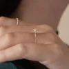 Simple round cut engagement ring in sterling silver