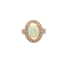 925 Sterling Silver Round Cut Diamond Opal Ring