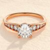 Round cut diamond ring with clean, elegant design