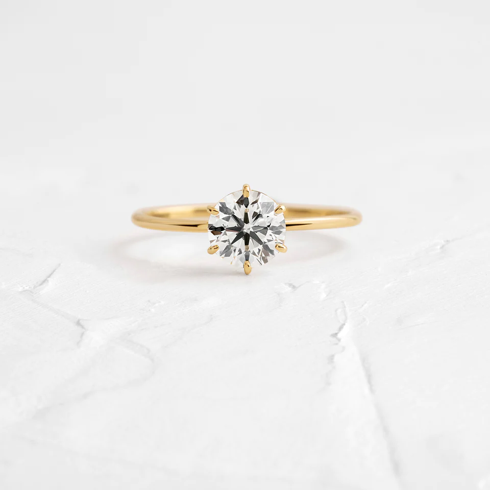 925 Sterling Silver Round Cut Diamond Engagement Ring
