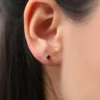 Round cut ruby stud earrings set in 925 sterling silver