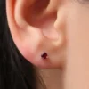 925 sterling silver stud earrings with premium CZ ruby stones