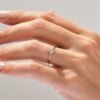 Sterling silver ring with five round-cut simulated diamonds