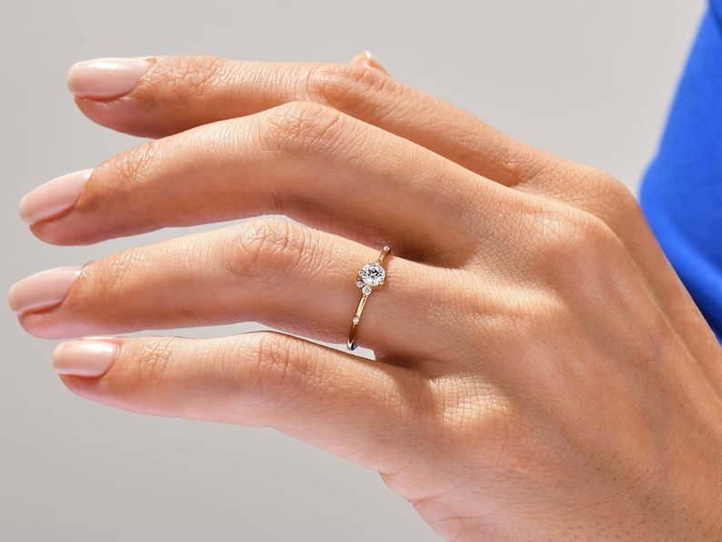 925 Sterling Silver Round Cut Snowdrift Five Stone Simulated Diamond Ring for Women