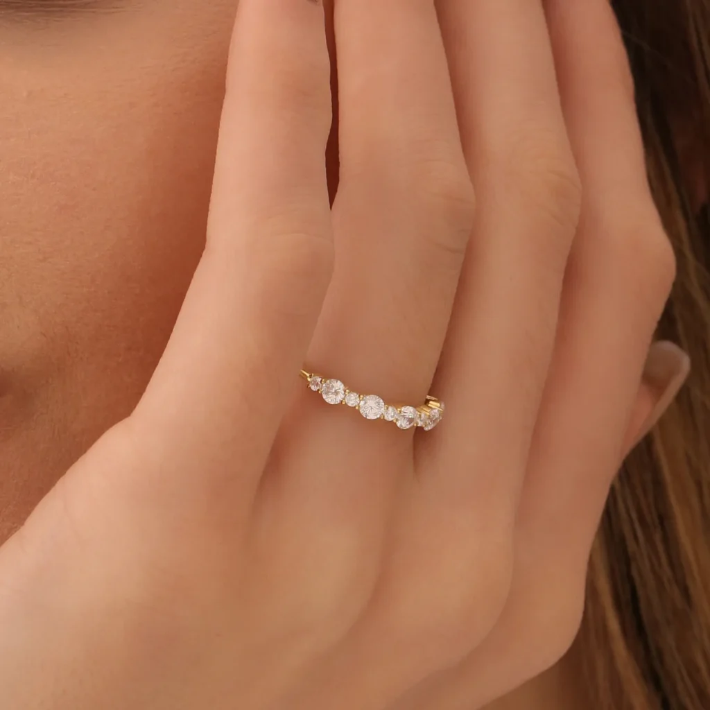 925 Sterling Silver Round Diamond Anniversary Ring