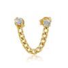925 Sterling Silver Round Diamond Cuban Link Connecting Earring