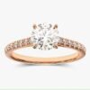 925 Sterling Silver Round Diamond Engagement Ring with Pave Set Side stones