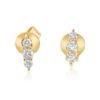 Sterling silver round diamond line stud earring with modern styling