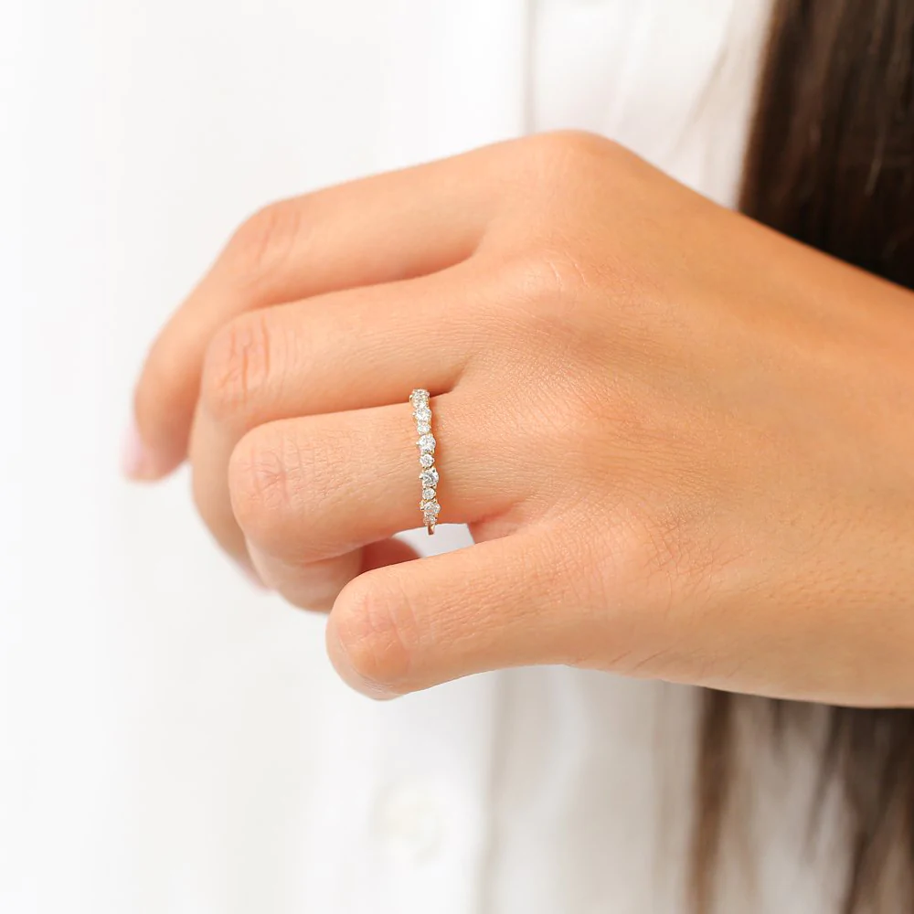 925 Sterling Silver Round Diamond Unique Wedding Ring