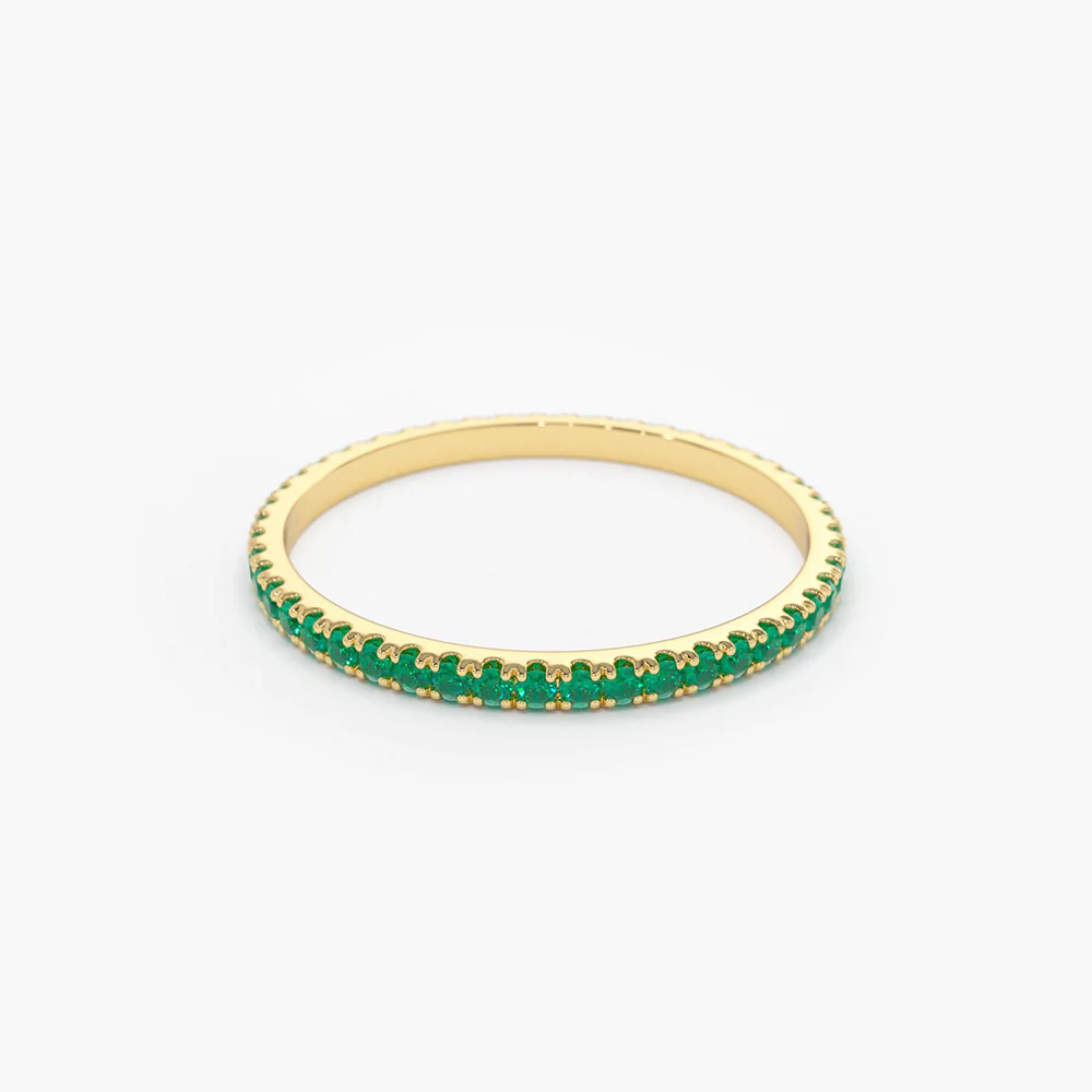 925 Sterling Silver Round Emerald Eternity Band