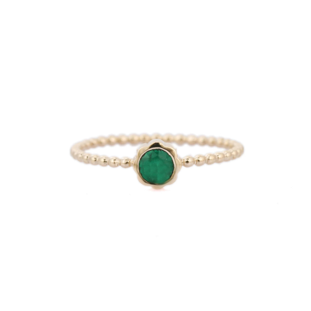 925 Sterling Silver Round Emerald Ring