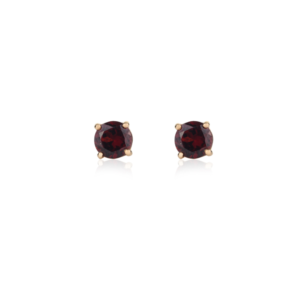 925 Sterling Silver Round Garnet Studs