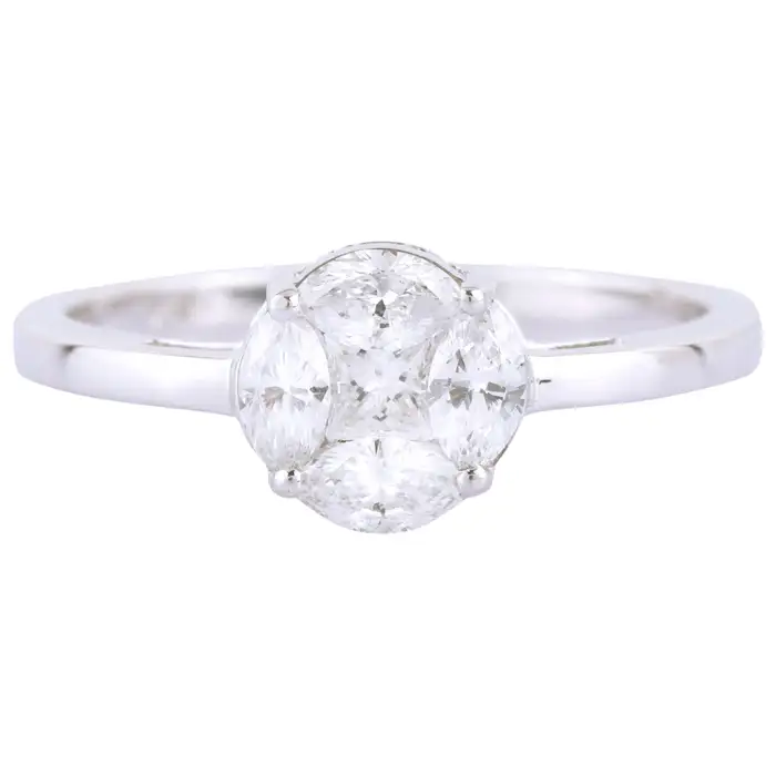 925 Sterling Silver Round Illusion Set Ring