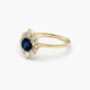 925 Sterling Silver Round Sapphire Halo Diamond Engagement Ring - Image 4