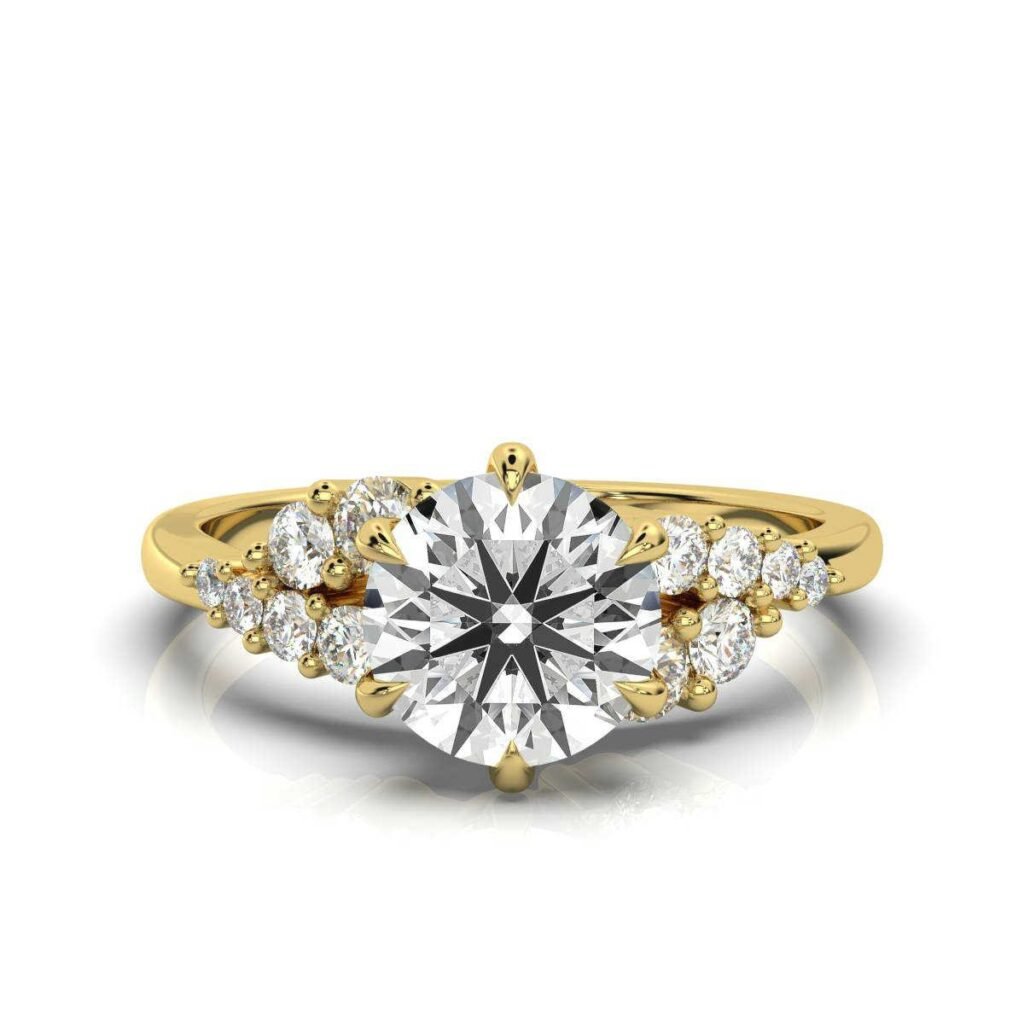 925 Sterling Silver Round Shape Diamond Engagement Ring