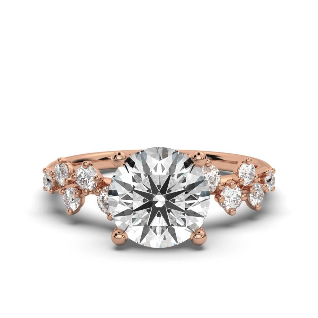 925 Sterling Silver Round Shape Diamond Engagement Ring