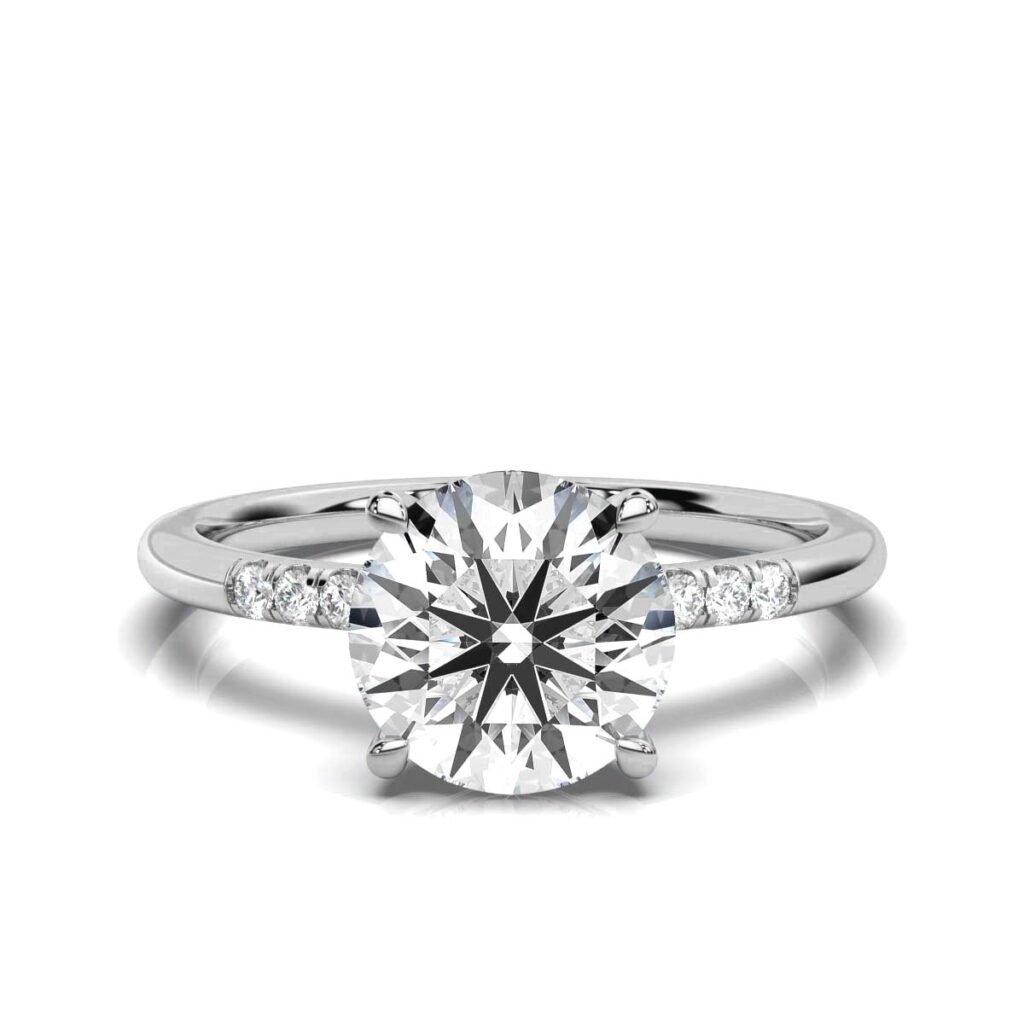 925 Sterling Silver Round Shape Diamond Engagement Ring