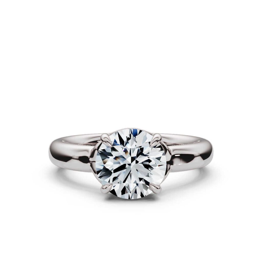 925 Sterling Silver Round Shape Diamond Engagement Ring