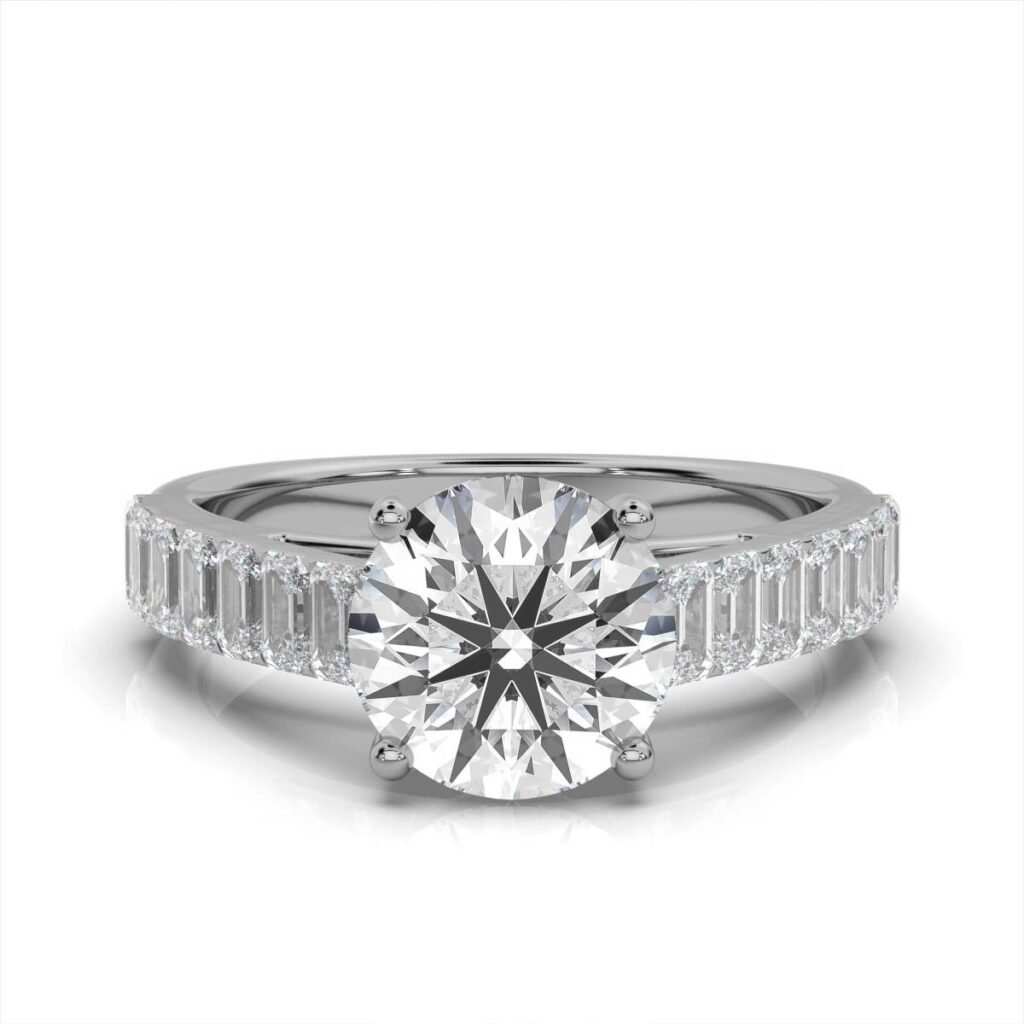925 Sterling Silver Round Shape Diamond Engagement Ring