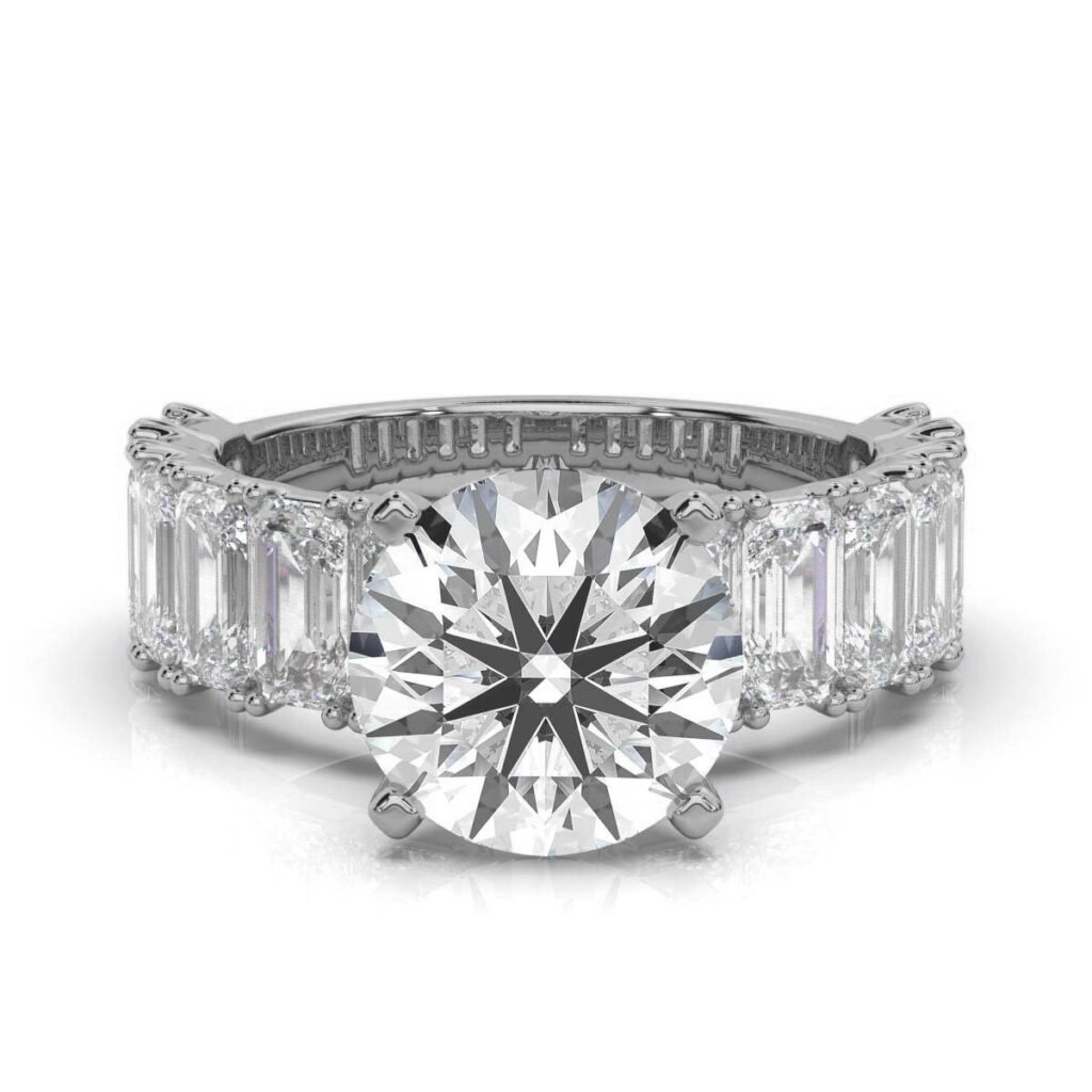 925 Sterling Silver Round Shape Diamond Engagement Ring