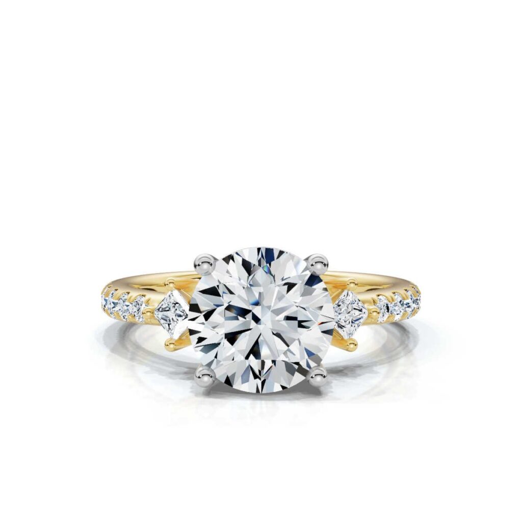 925 Sterling Silver Round Shape Diamond Engagement Ring