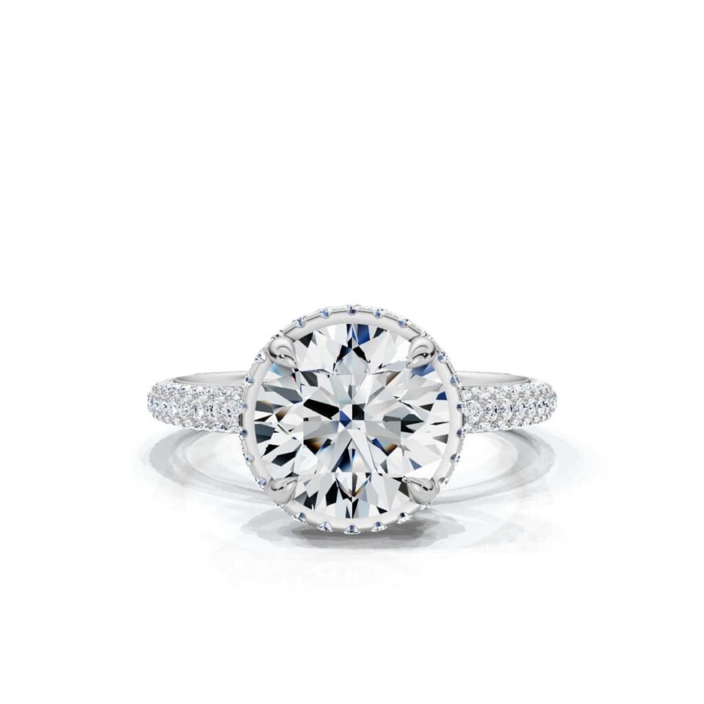 925 Sterling Silver Round Shape Diamond Engagement Ring