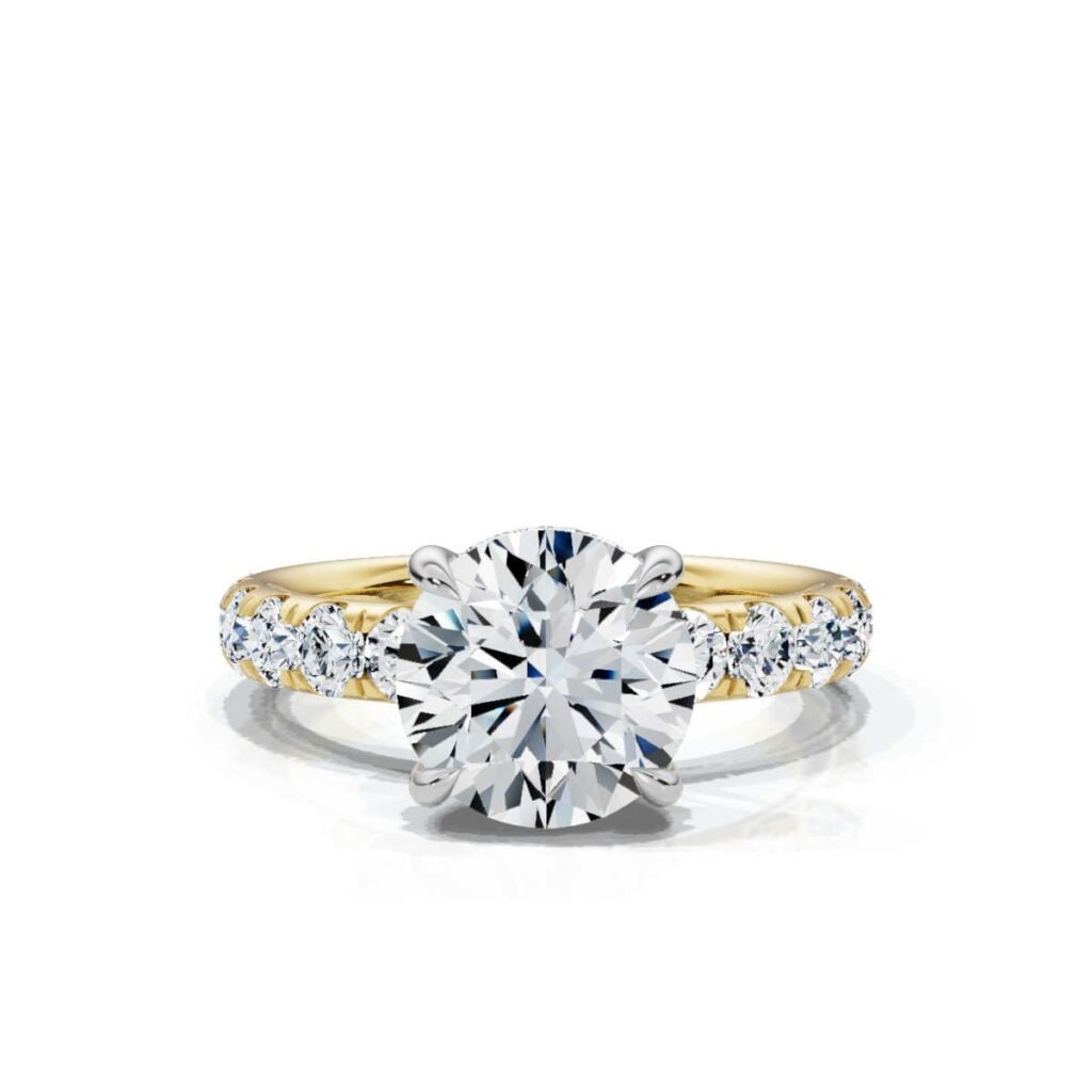 925 Sterling Silver Round Shape Diamond Engagement Ring