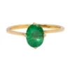 925 Sterling Silver Round Shape Emerald Solitaire Ring in Four-Prong
