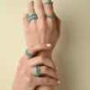 Bezel-set turquoise ring with a minimal profile and polished finish
