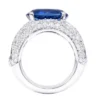 925 Sterling Silver Royal Blue Sapphire and Diamond Solitaire Ring - Image 2
