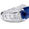 925 Sterling Silver Royal Blue Sapphire and Diamond Solitaire Ring - Image 3