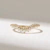 925 Sterling Silver Royal Curve Ring | Pave Tiny Real Diamond Ring | Chevron Ring - Image 2