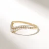 925 Sterling Silver Royal Curve Ring | Pave Tiny Real Diamond Ring | Chevron Ring - Image 4