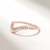 925 Sterling Silver Royal Curve Ring | Pave Tiny Real Diamond Ring | Chevron Ring - Image 5