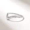 925 Sterling Silver Royal Curve Ring | Pave Tiny Real Diamond Ring | Chevron Ring - Image 6