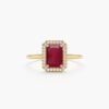 Sterling silver engagement ring with ruby and diamond accents