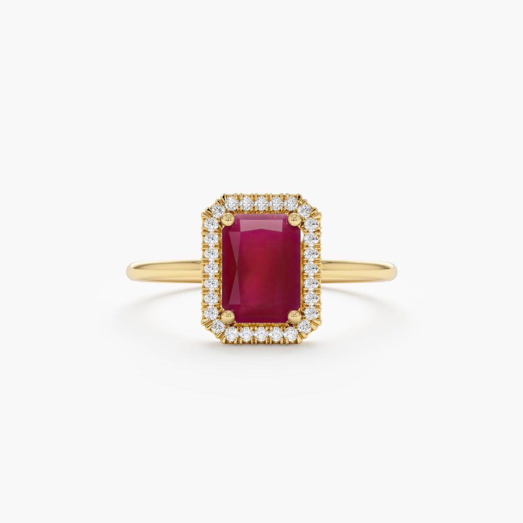 925 Sterling Silver Ruby and Diamond Engagement Ring