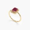 Engagement ring featuring a premium CZ ruby and CZ diamonds