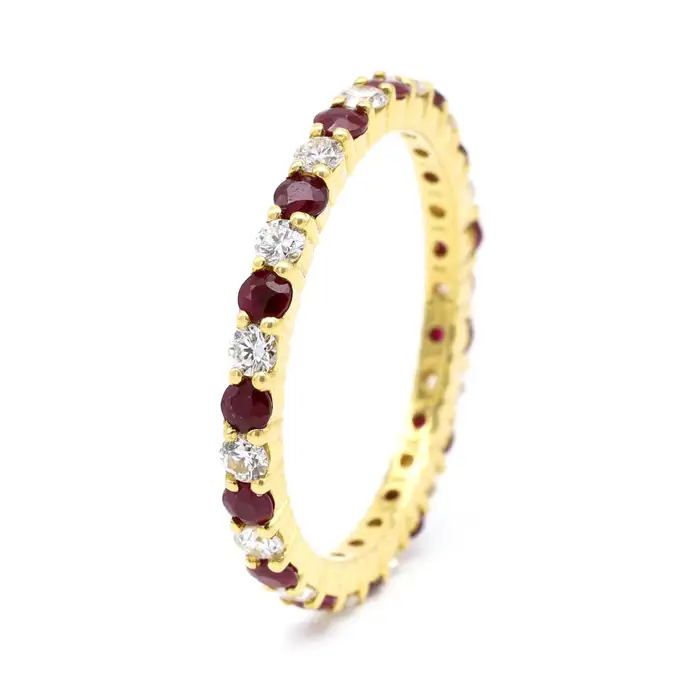 925 Sterling Silver Ruby and Diamond Eternity Band