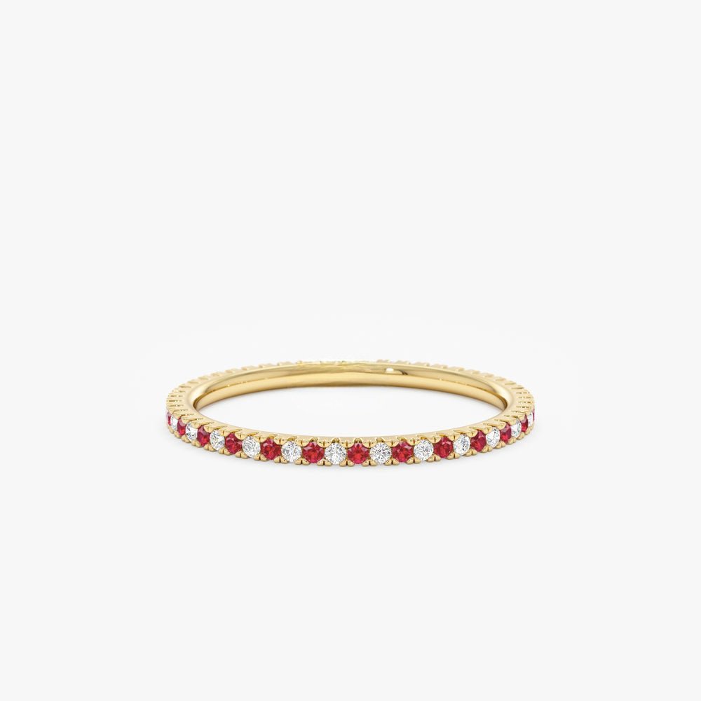 925 Sterling Silver Ruby and Diamond Eternity Ring