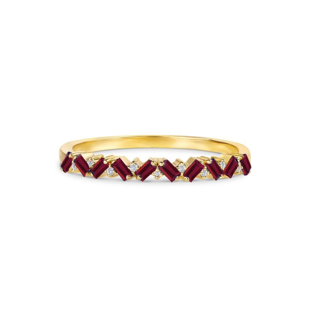 925 Sterling Silver Ruby and Diamond Garland Ring