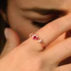 925 Sterling Silver Ruby and Diamond Mixed Shape Cluster Ring - Image 2
