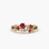 925 Sterling Silver Ruby and Diamond Mixed Shape Cluster Ring - Image 5