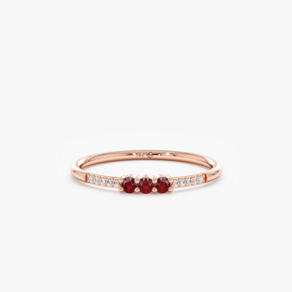 925 Sterling Silver Ruby and Diamond Ring
